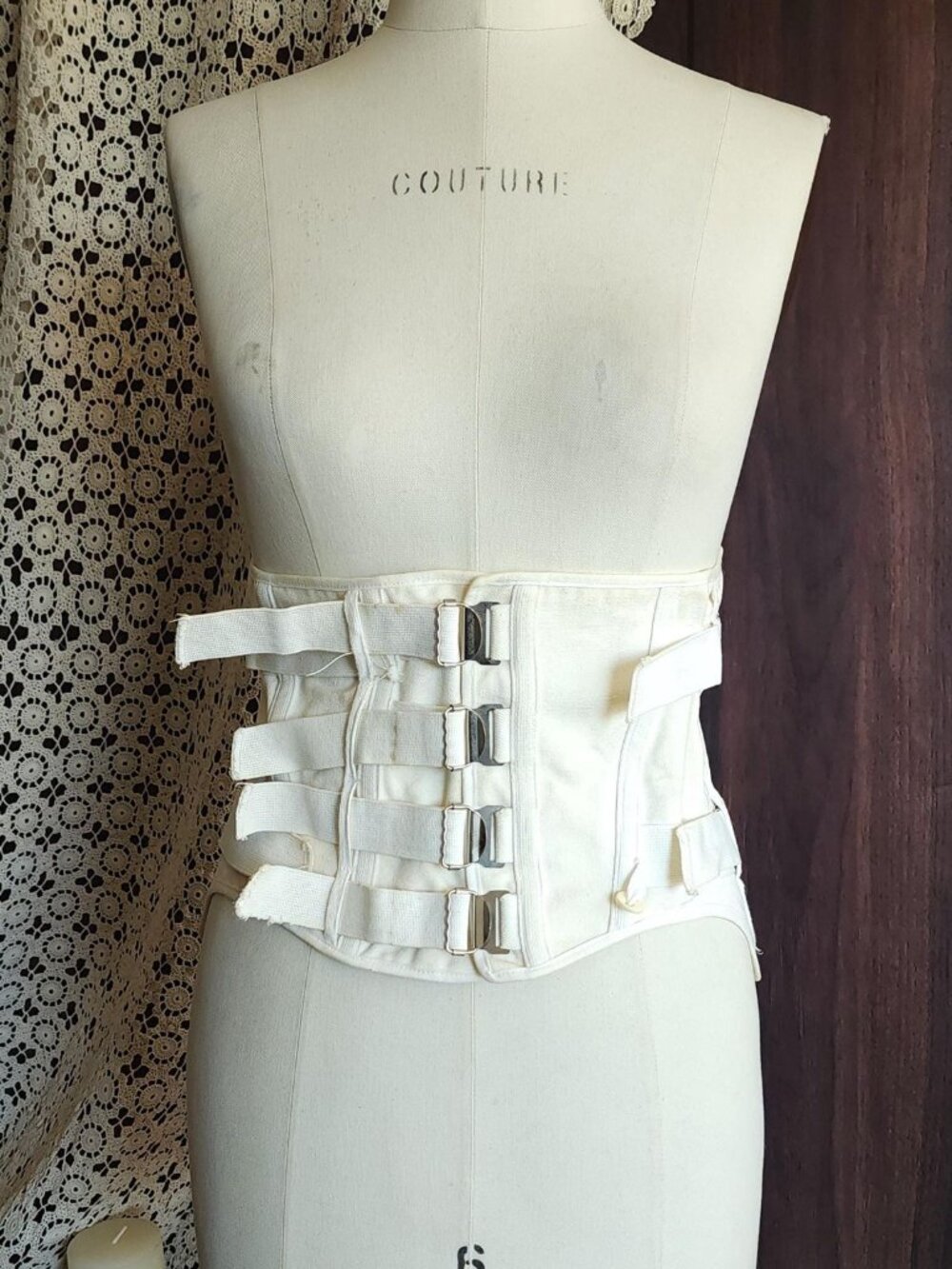 Vintage 1950s 1960s Boned Corset, Medical Laced Girdle Support Wear Shapewear, C